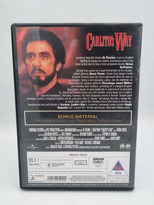 Carlito`s Way DVD - Al Pacino & Sean Penn