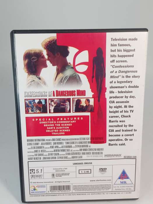 Confessions of a Dangerous Mind DVD - Drew Barrymore, Julia Roberts, George Clooney & Sam Rockwell