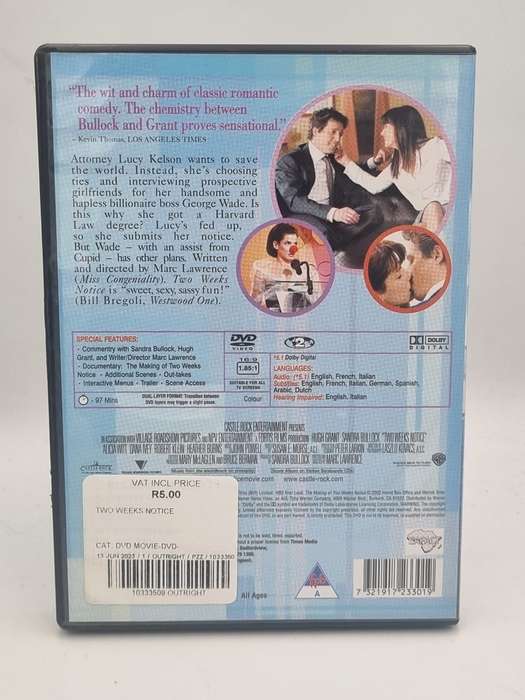 Two Weeks Notice DVD - Hugh Grant & Sandra Bullock