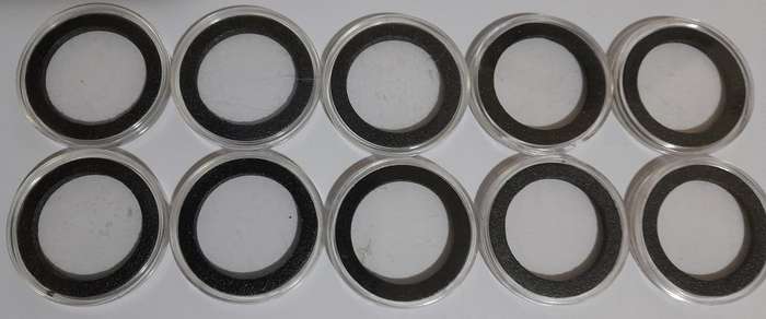 10X CLEAR ROUND AIRTIGHT COIN HOLDERS 40MM (1 BID FOR ALL)