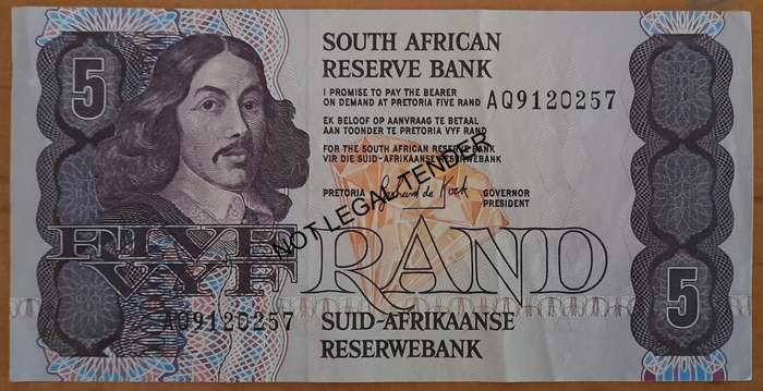 Gerhard de Kock UNCIRCULATED R5 NOTE 1981 - 1989
