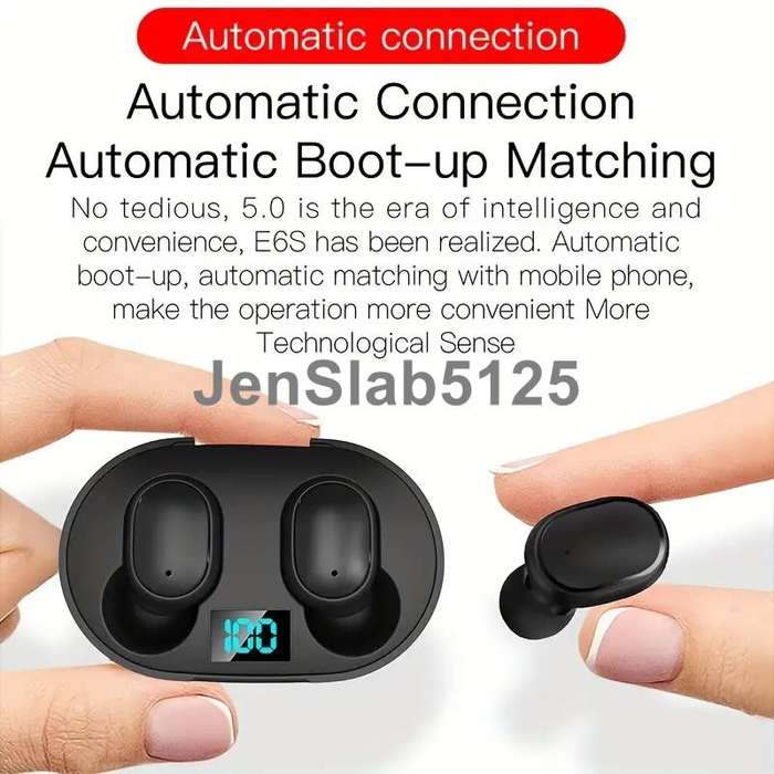 TWS WIRELESS BLACK EARBUDS WITH TOUCH CONTROL, DISPLAY SCREEN E6S