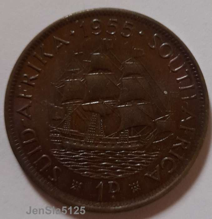 South African UNCIRCULATED 1955 1D coin