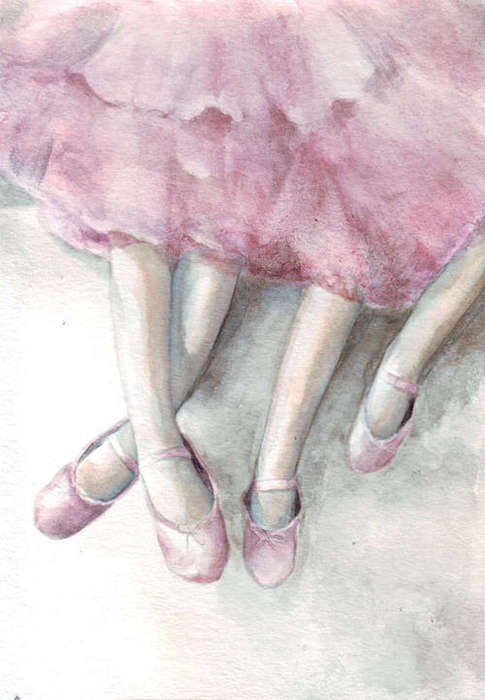 Original watercolor art illustration Ballerina Legs painting