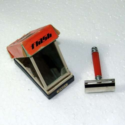 Vintage Oriental Safety Razor Set in Original Box with Mirror, Re-branded FLASH for Export!