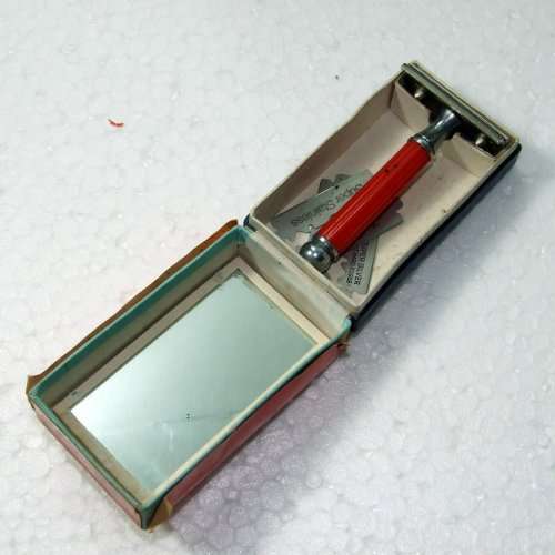 Vintage Oriental Safety Razor Set in Original Box with Mirror, Re-branded FLASH for Export!