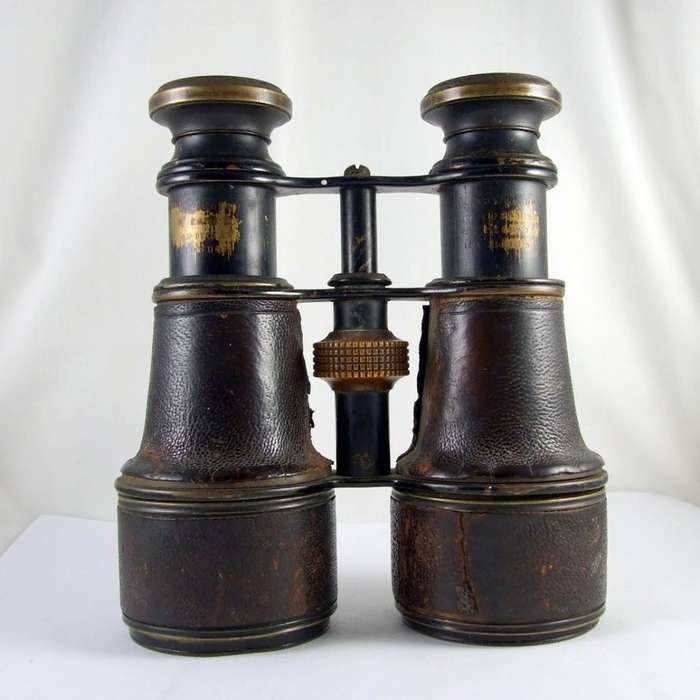 ANTIQUE NEGRETTI & ZAMBRA MILITARY BLACKENED BINOCULARS C1870'S