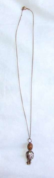 WWI Period Metal Fumsup Touch Wood Charm with Chain