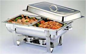 STAINLESS STEEL CHAFING DISH - 9L - TWO-BURNER : Single or Double Inner Tray