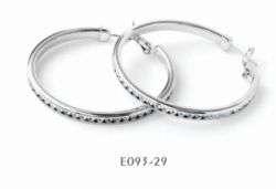 Large Hoops with Clear Crystal Inlay