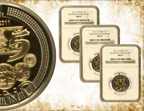 Set: SARB 90th 2011 R5 MS65, MS66 and MS67 (NGC Graded)