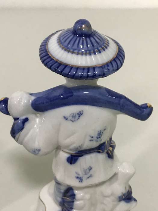 Beautiful Blue on White Porcelain Ceramic Eastern  figure