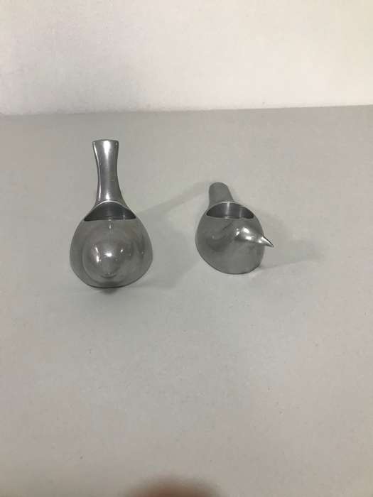 Two Heavy Birds Candle Holder Solid Silver Metal