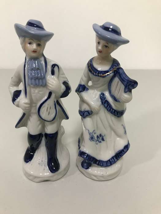 Two Porcelain Louis xv Style Belgian Figurines 24cm high 1960