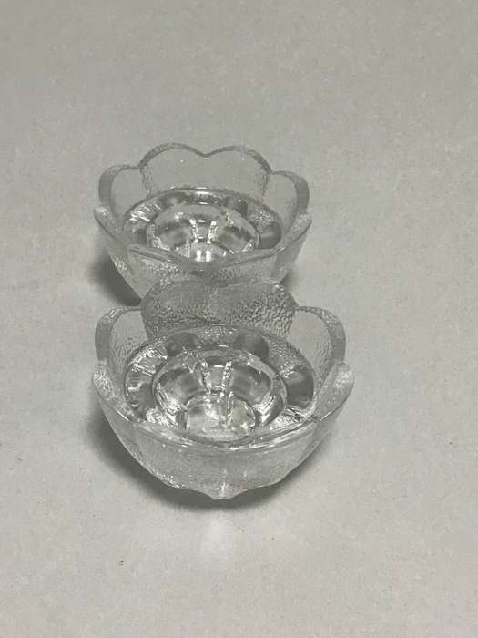 Two Crystal French Candle Holders , D`Arques Orange peel textured Scallop Edges
