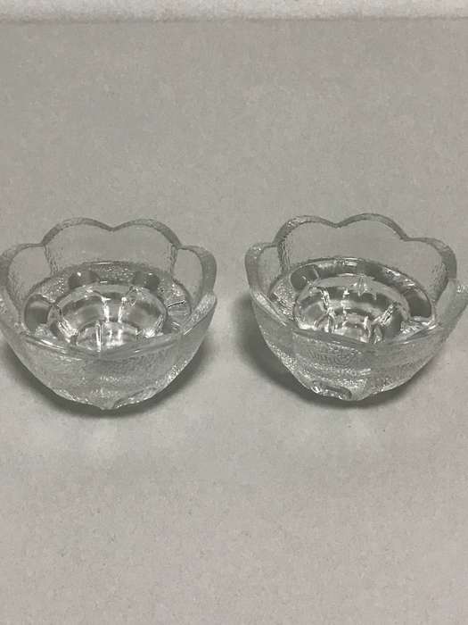 Two Crystal French Candle Holders , D`Arques Orange peel textured Scallop Edges