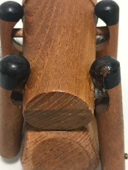 Vintage Danish Teak Articulated Ape Caveman Playing Drum by Kay Bojensen