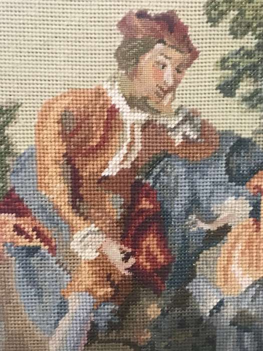 Louis xv Scene Tapestry Needlepoint Family Father Mother and Son 80cm x 65 cm