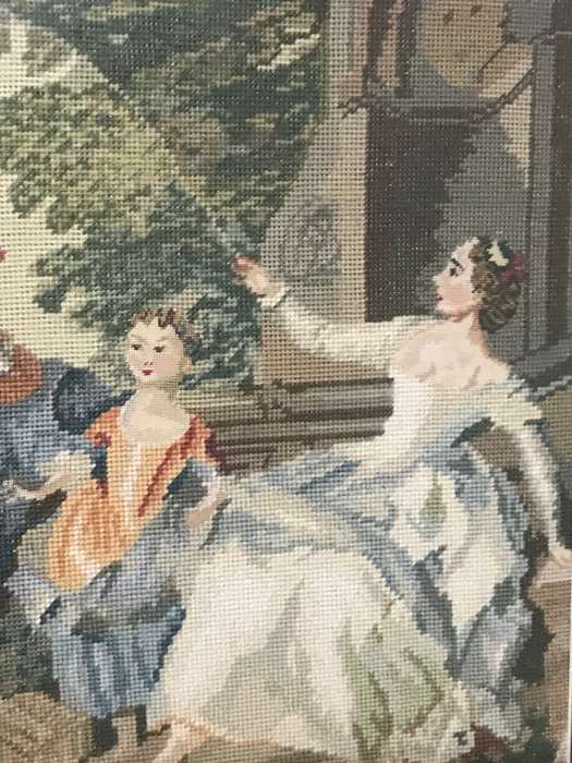 Louis xv Scene Tapestry Needlepoint Family Father Mother and Son 80cm x 65 cm