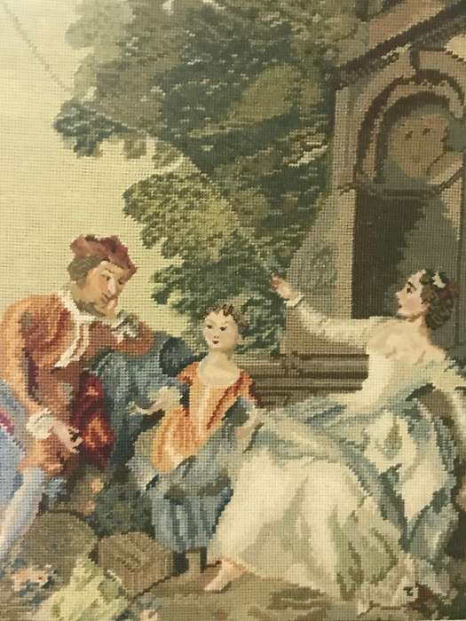 Louis xv Scene Tapestry Needlepoint Family Father Mother and Son 80cm x 65 cm