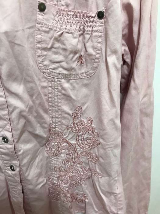 Ladies pink shirt embroidery infront size 38