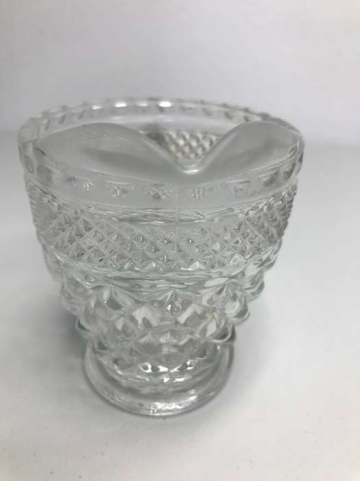 Wexford Clear Glass Creamer and Sugar Bowl Pressed Crystal criss cross pattern