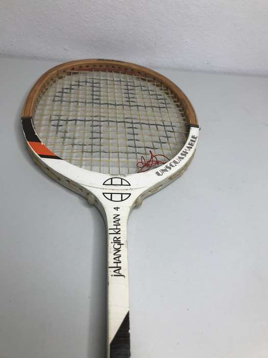 Squash Racket Signed Jahangir Khan and Rahman Khan Unsquashable COLLECTABLE