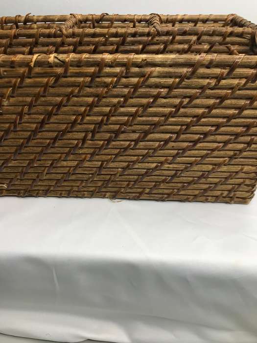 Large Rectangle Storage Basket,Dividers Basket Hand Woven with Handle,Organizing Wicker Basket Pantr