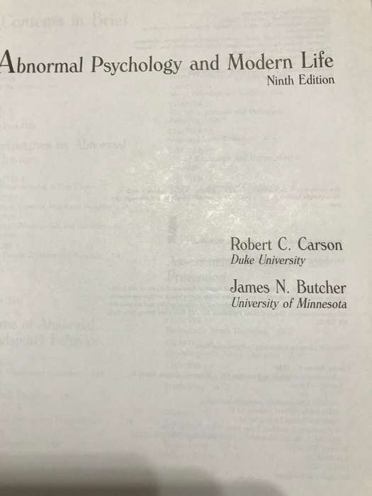 Abnormal Psychology and Modern Life 9th edition