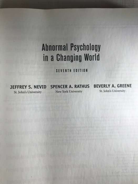 Abnormal Psychology in A Changing World  7th Edition Pearson International edition