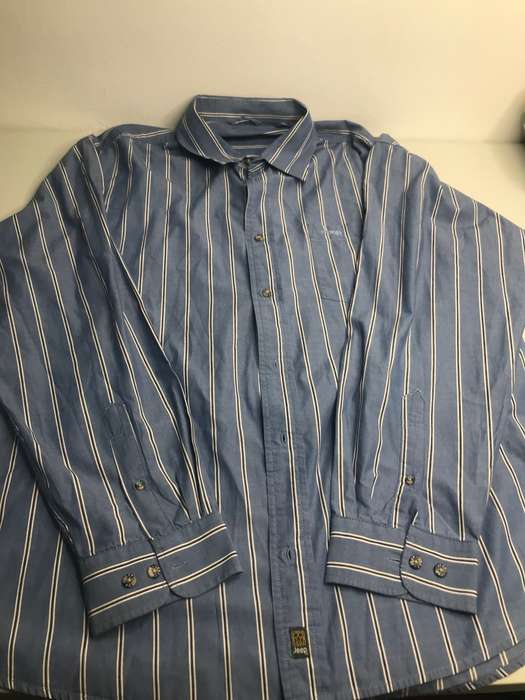 Jeep Long Sleeve Shirt Large Blue black n white stripe