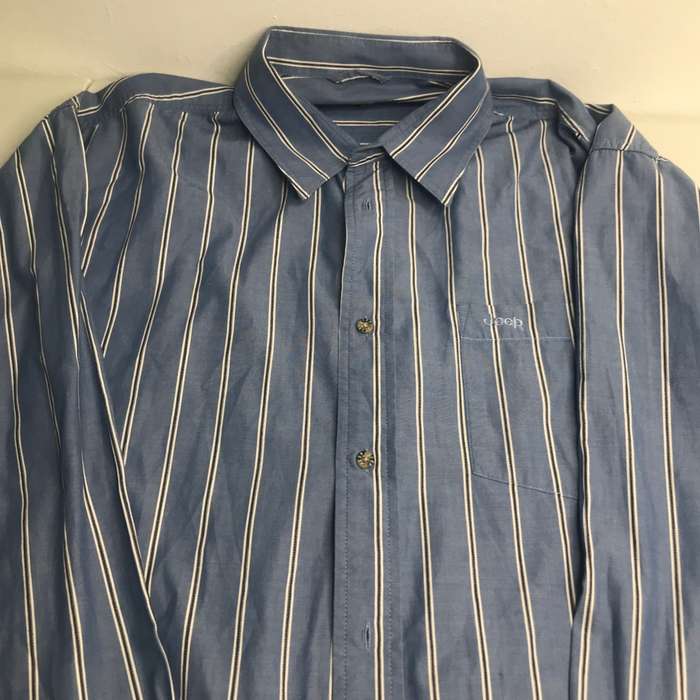 Jeep Long Sleeve Shirt Large Blue black n white stripe