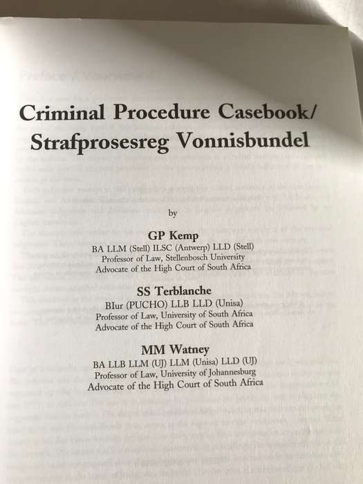 Criminal Procedure Casebook G Kemp*SS Terblanche*MM Watney