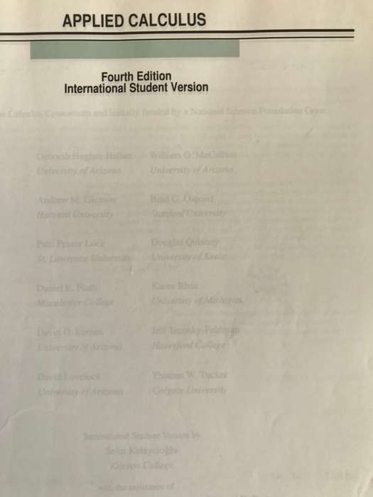 Applied Calculus 4 edition International student version