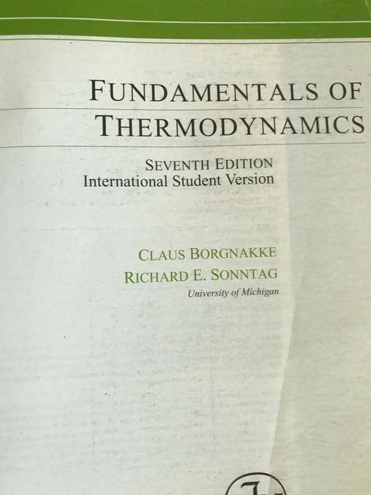 Fundamentals of Thermodynamics S1 version 7 edition Clause Borgnakke, Richard E Sonntag