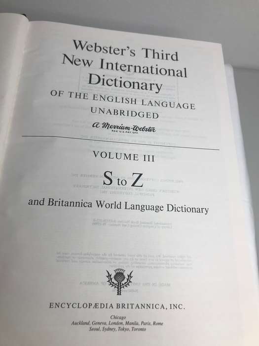 Book Websters Third New International Dictionary Unabridged VOLUME 3 S-Z 34cmX22cm