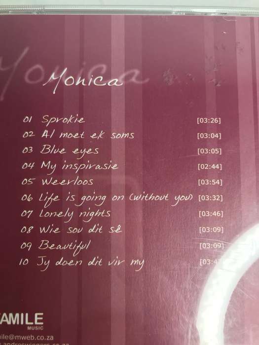 CD Afrikaanse Musiek MonicaJeamile Sprokie, Al moet ek soms, My Inspirasie, Weerloos SKAARS