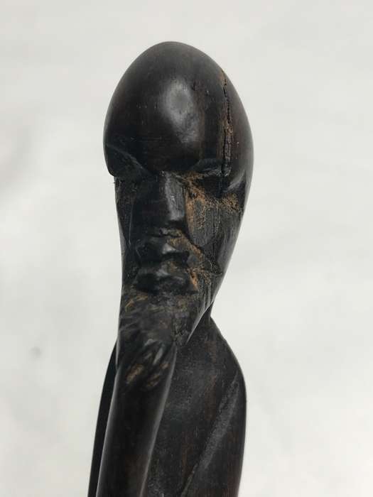 Wood Art Statues Hand Carved two African men and one African woman Two with Beads 20-23cm