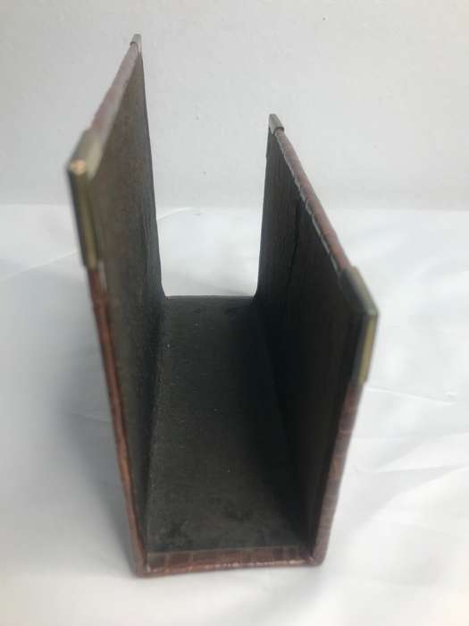 Crocodile Skin Book Letter Holder with gold plated edges Vintage Desk Decor