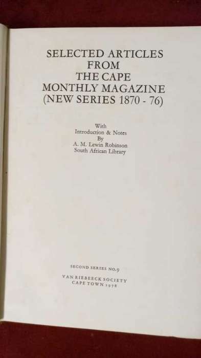 Selected Articles From The Cape Monthly Magazine (New Series 1870-1876)