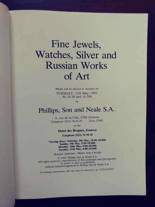 Phillips Auction Catalogue - 11th May 1982 - Fine Jewels, Watches, Silver and Russian Works of Art