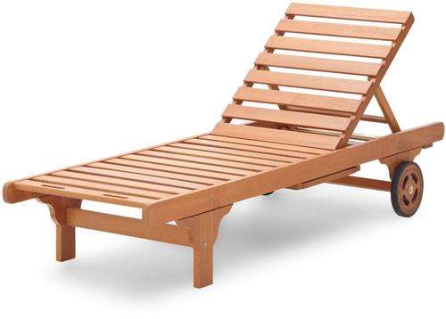 Hazlo Wooden Sun Pool Lounger Beach chair with Pull out Tray (Solid wood)