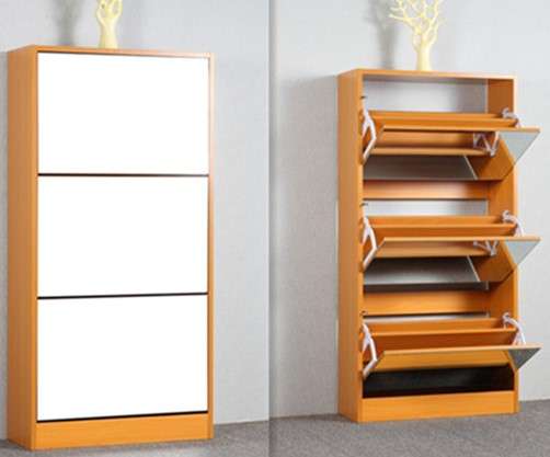 Hazlo 3 Door shoe cabinet with Mirror (Available in Beech and Black)
