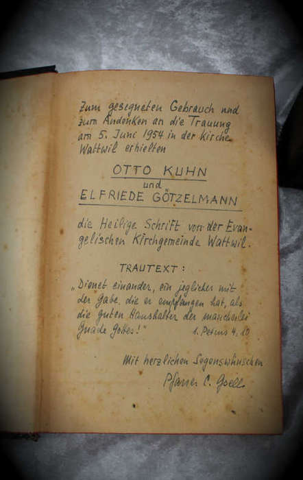 Vintage 1951 Dr.Martin Luthers Gerrman Bible Old and New Testaments in Sleeve - 278x145x45mm