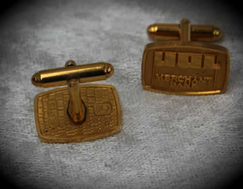 Pair of Vintage Gold Plated  Merchant Bank Cufflinks