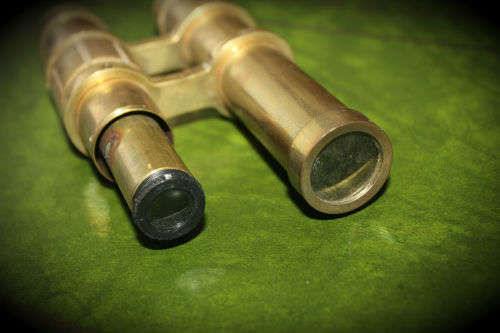 Antique Brass Binoculars sold as Is _part missing