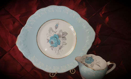 Imperial Fine Bone China -warranted 22 KT Gold Cake Plate and Creamer