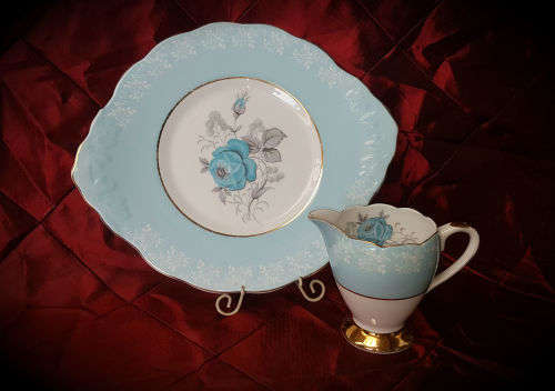 Imperial Fine Bone China -warranted 22 KT Gold Cake Plate and Creamer
