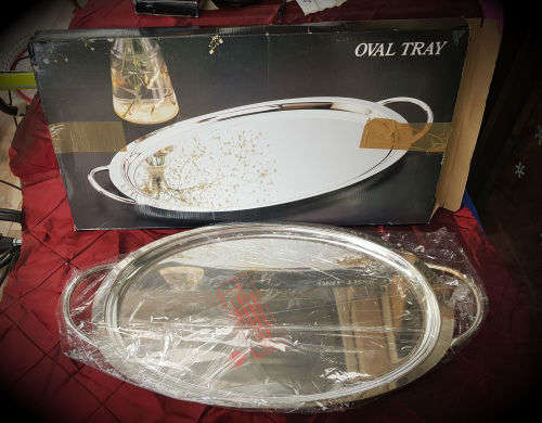 Elweco Oval Silver Plated tray 585x301mm-un-used still in packaging Housebrand-5 available