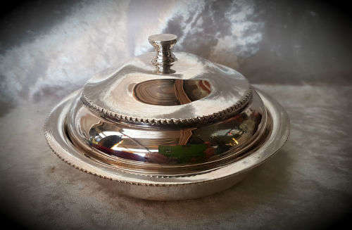 Silver Plated Butterdish with Lid 130mm Diameter -272g